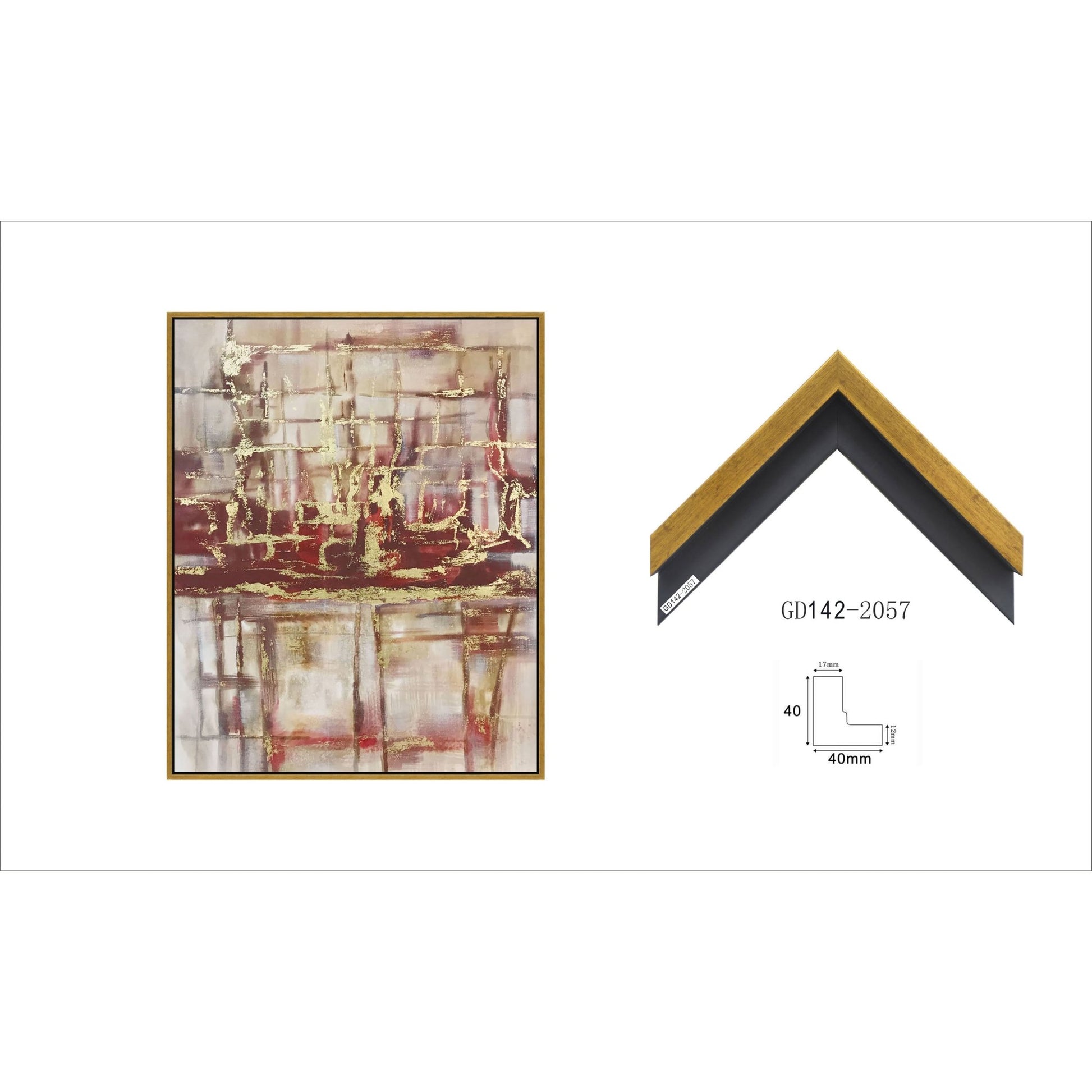 43X53 ABSTRACT ON CANVAS W/ GOLD FOIL, RED Wall Art| Sagebrook Home