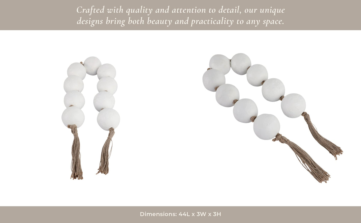44X3" ECOMIX BEAD GARLAND, WHITE Table Decors| Sagebrook Home