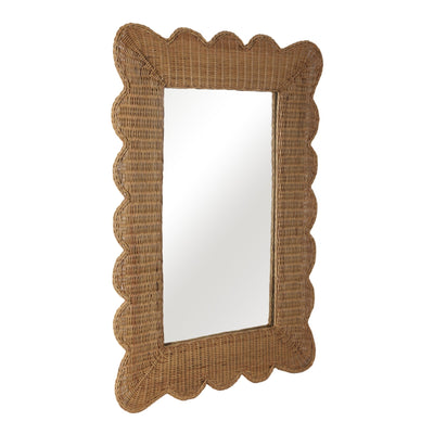 44x32" Woven Scallop Edge Mirror, Natural - Al Rugaib Furniture