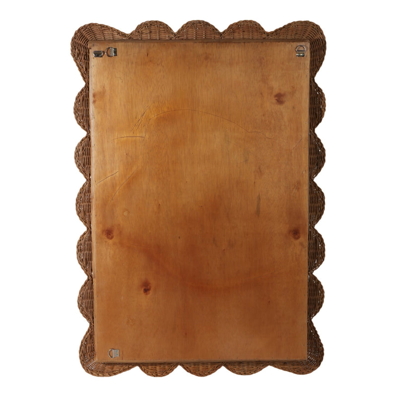 44x32" Woven Scallop Edge Mirror, Natural - Al Rugaib Furniture