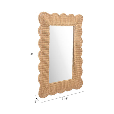 44x32" Woven Scallop Edge Mirror, Natural - Al Rugaib Furniture
