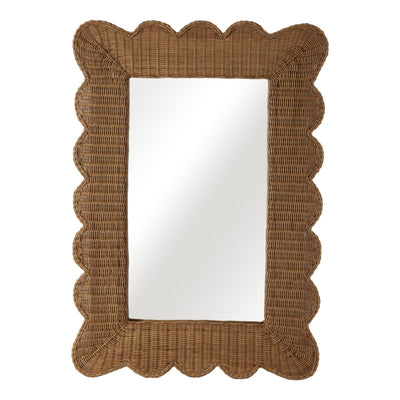 44x32" Woven Scallop Edge Mirror, Natural - Al Rugaib Furniture