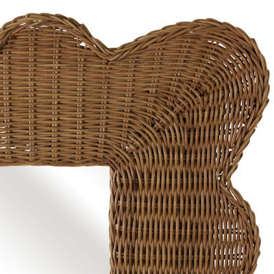 44x32" Woven Scallop Edge Mirror, Natural - Al Rugaib Furniture