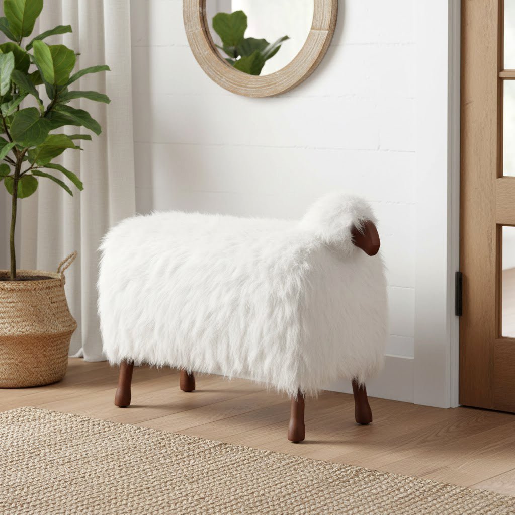 44x33" Faux Fur Sheep, White/brown Table Decors| Sagebrook Home