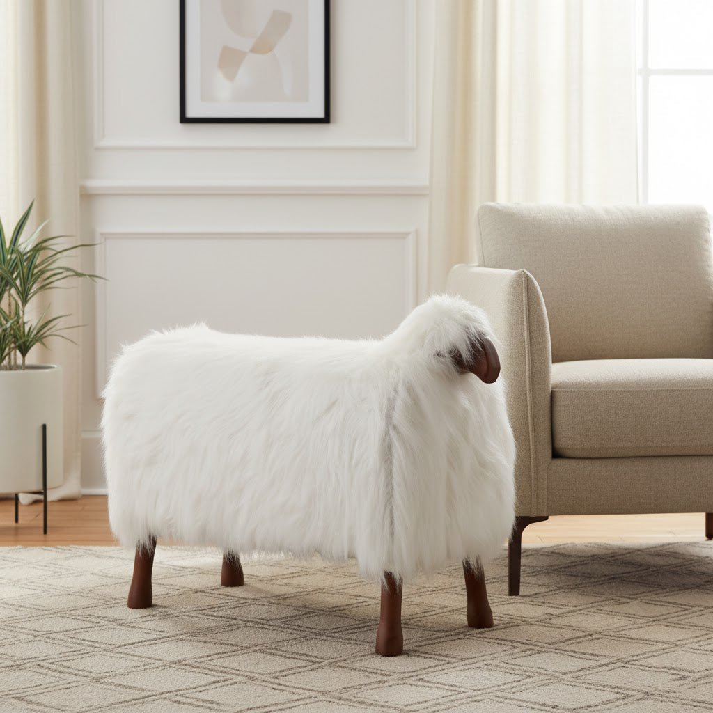 44x33" Faux Fur Sheep, White/brown Table Decors| Sagebrook Home