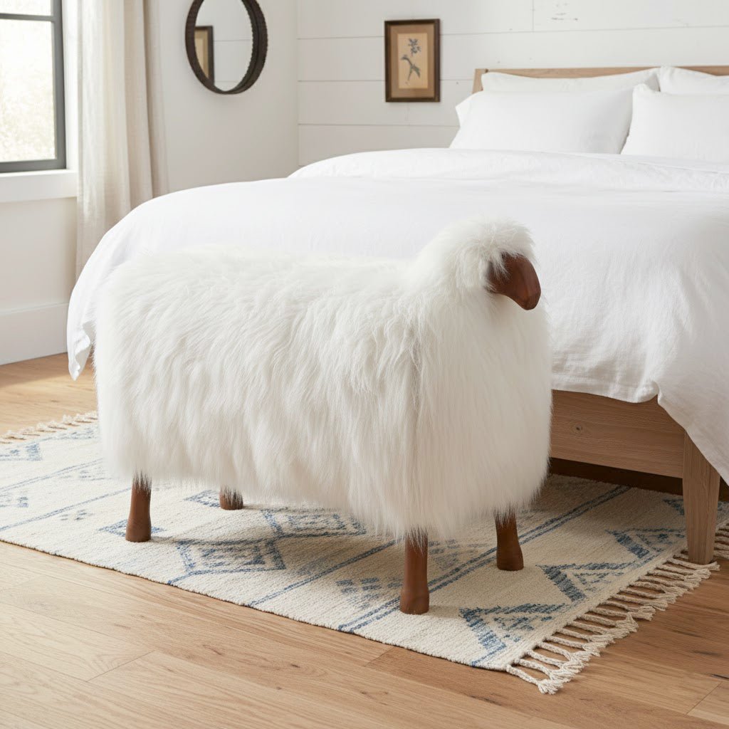 44x33" Faux Fur Sheep, White/brown Table Decors| Sagebrook Home