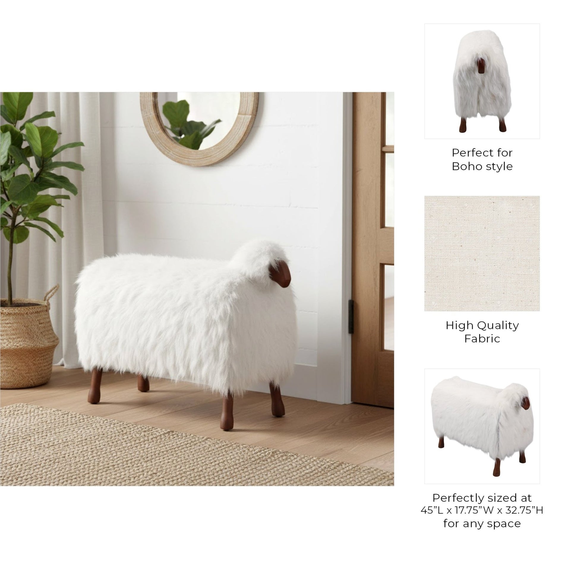 44x33" Faux Fur Sheep, White/brown Table Decors| Sagebrook Home