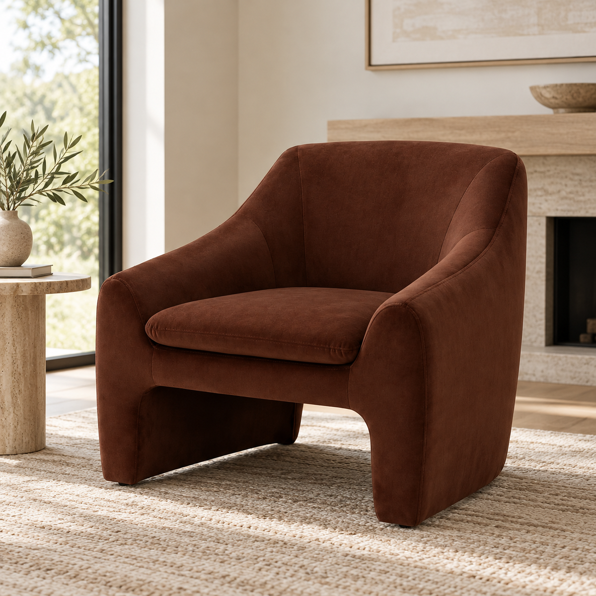 Berliner mahogany brown Arm Chair