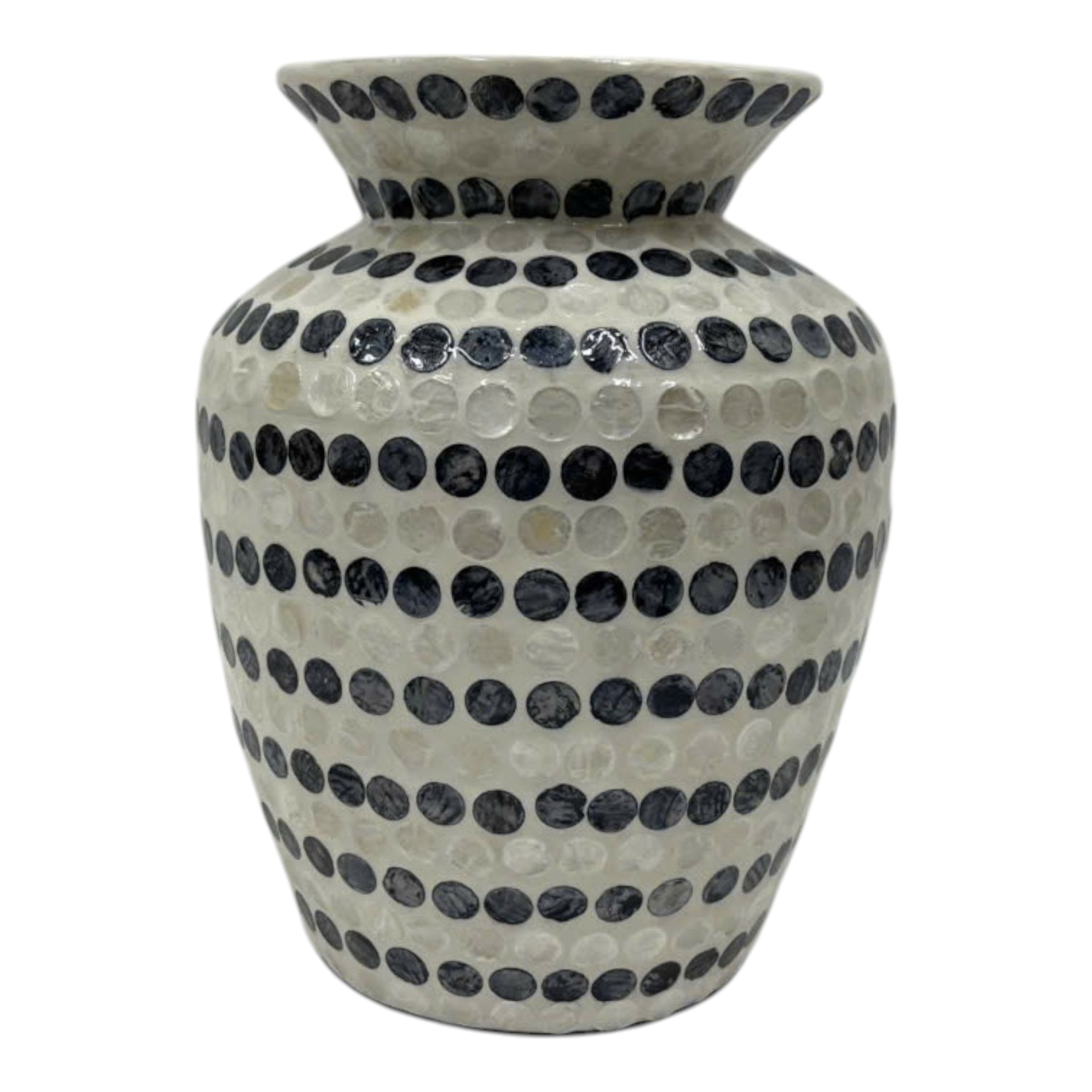 وعاء كابيز دوتس، عاجي / أزرق Capiz Dots Vase, Ivory/blue
