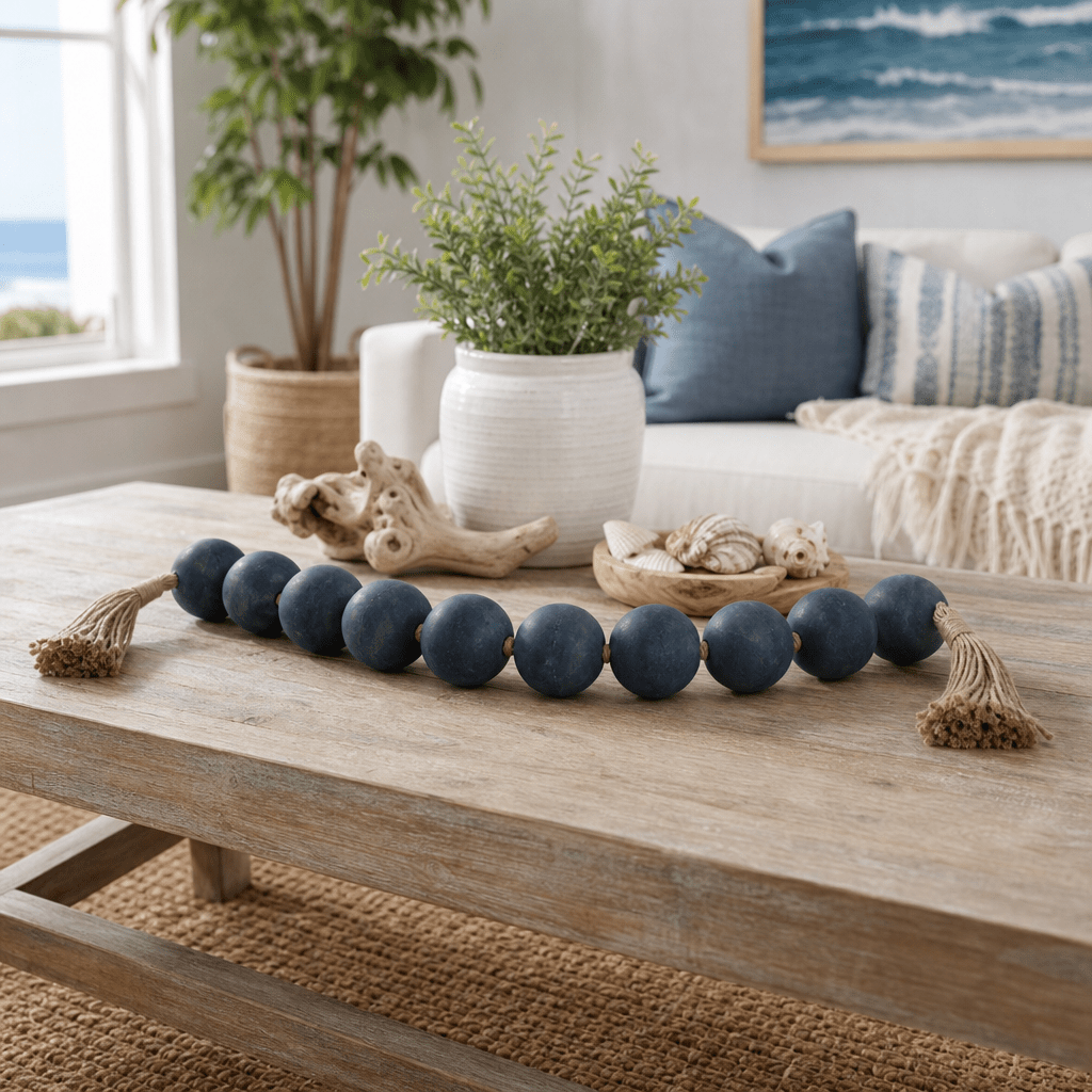 46x3" Marbled Bead Garland, Blue Table Decors| Sagebrook Home