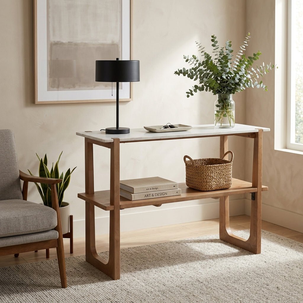 46x30" Console Table W/ Shelf, White/brown Consoles & Sideboards| Sagebrook Home