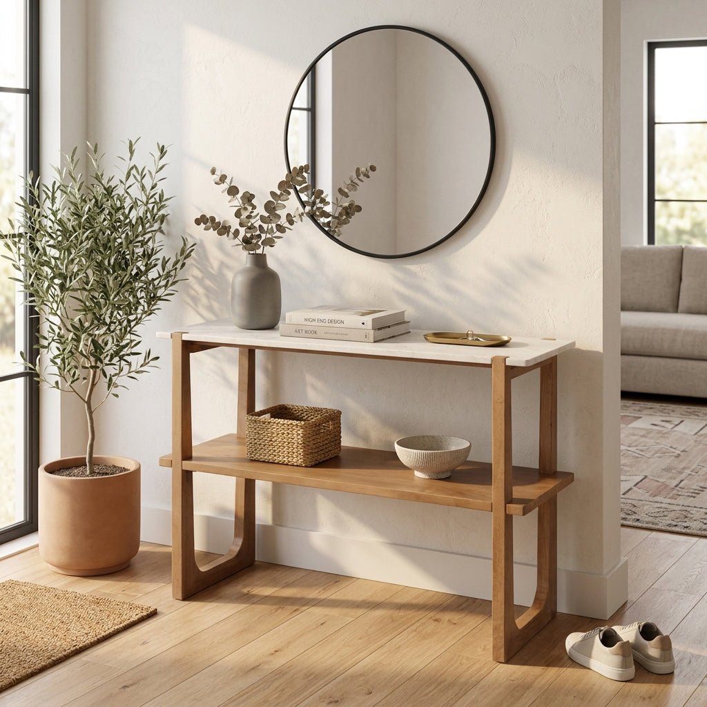 46x30" Console Table W/ Shelf, White/brown Consoles & Sideboards| Sagebrook Home