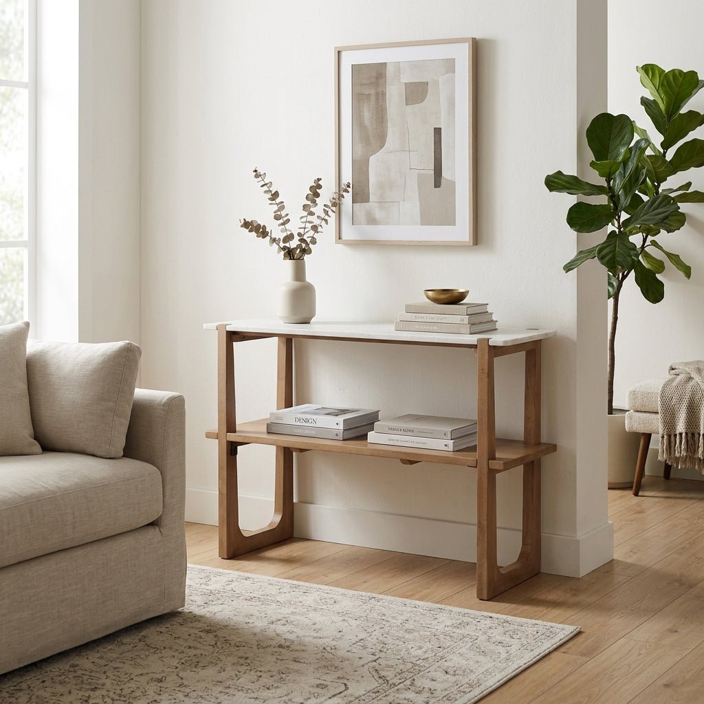 46x30" Console Table W/ Shelf, White/brown Consoles & Sideboards| Sagebrook Home