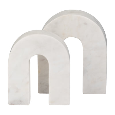 MARBLE, 6H HORSESHOE TABLETOP DECO, WHITE
