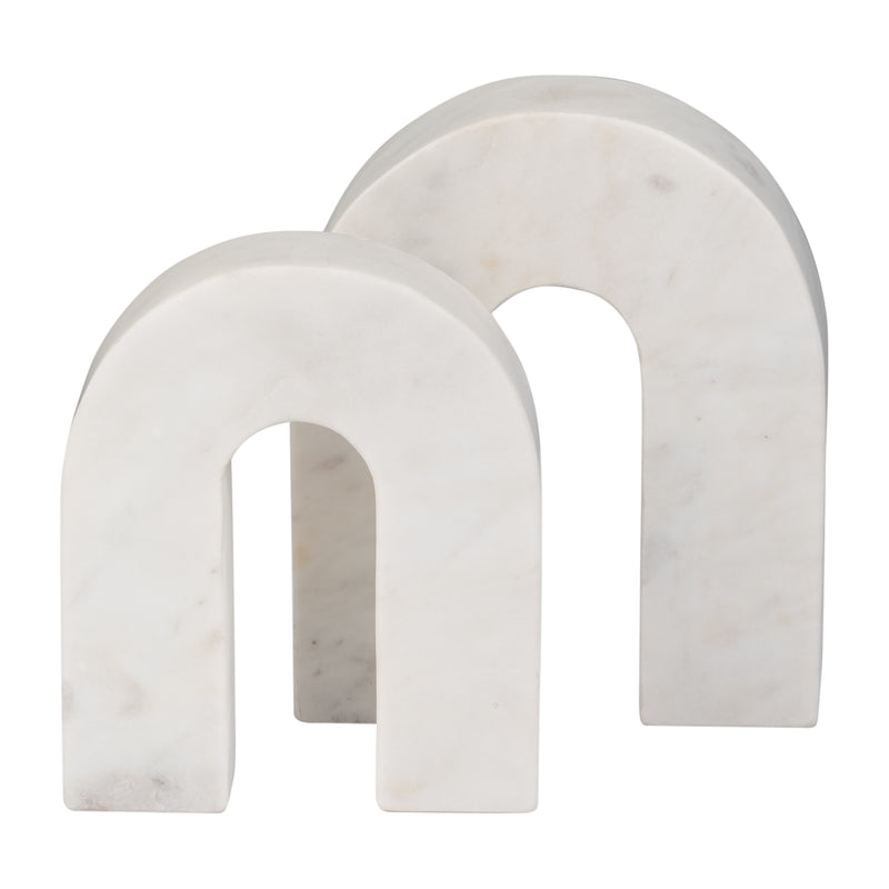 MARBLE, 6H HORSESHOE TABLETOP DECO, WHITE