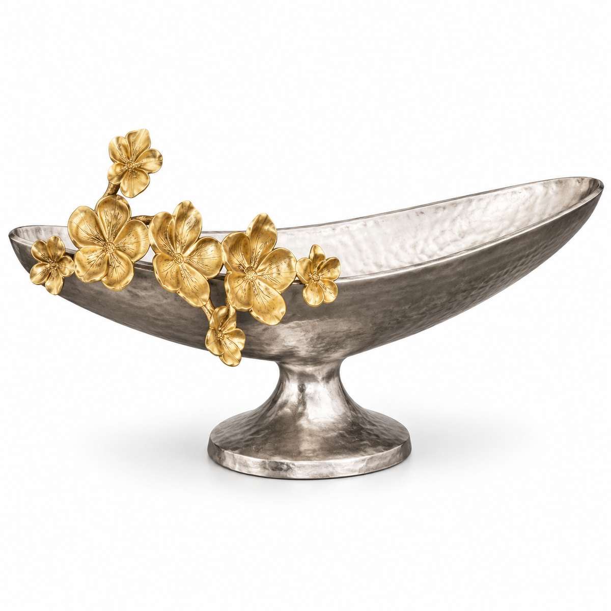 Gold Floral Oval Bowl - Small