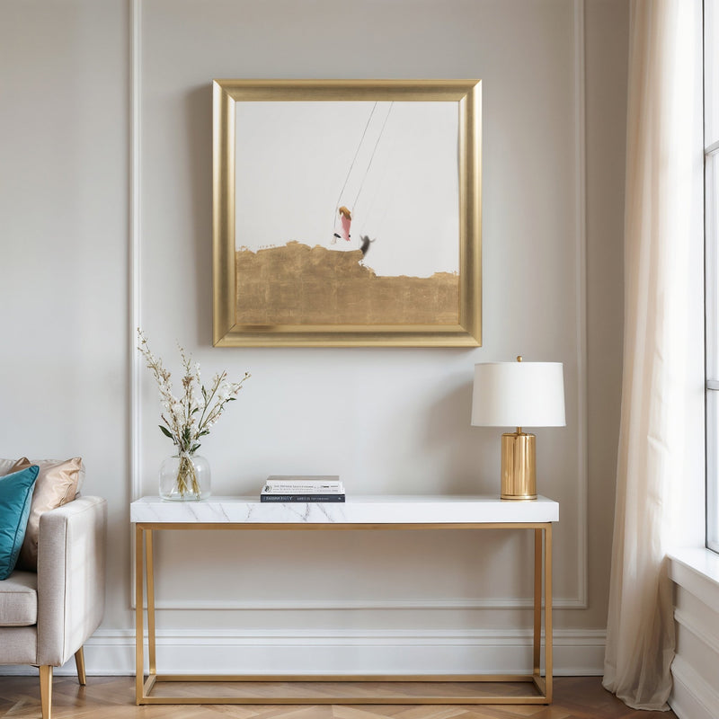 47x47 Hand Painted Swing Set, Gold/white - Al Rugaib Furniture