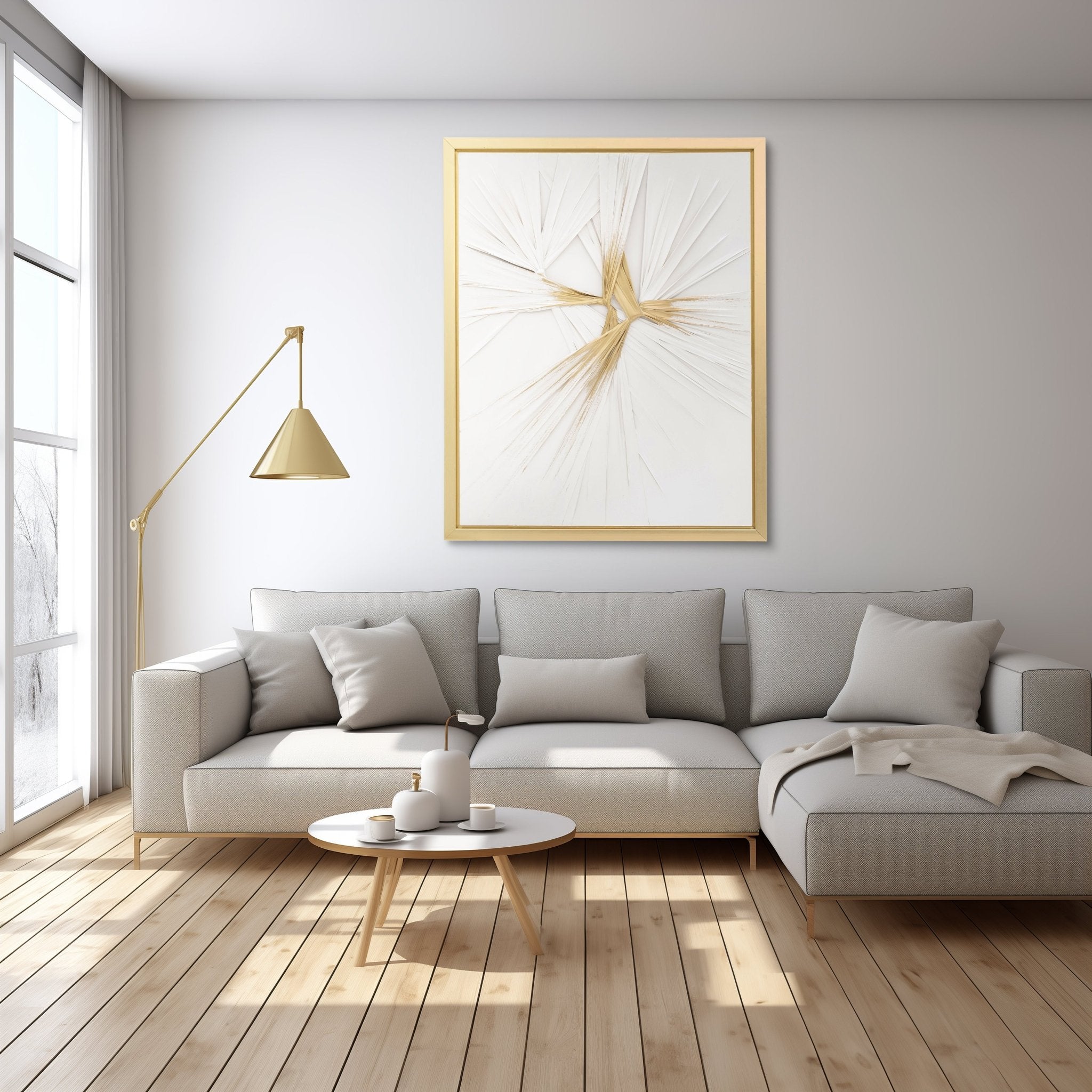 47X59, HAND PAINTED TWIST, WHT/GLD Wall Art| Sagebrook Home