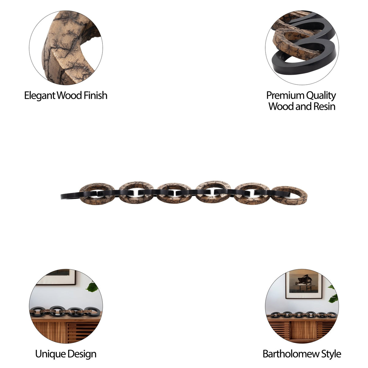 48" Kanu Wood And Resin Link Chain Table Decors| Sagebrook Home