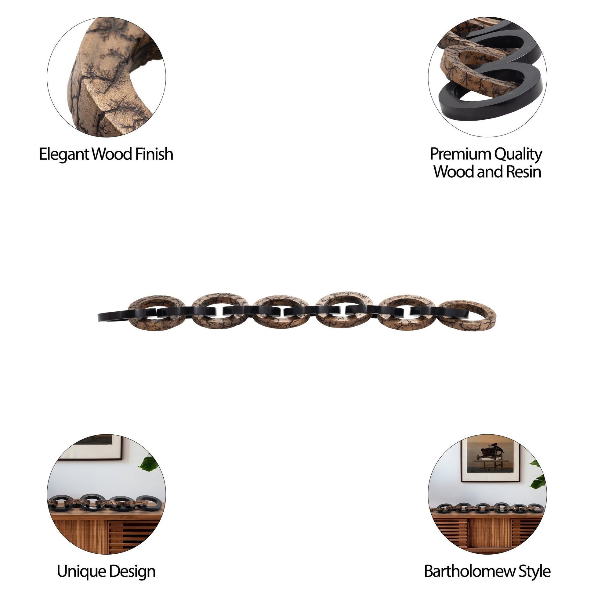 48" Kanu Wood And Resin Link Chain Table Decors| Sagebrook Home
