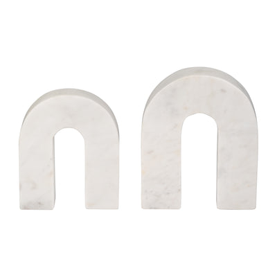 MARBLE, 6H HORSESHOE TABLETOP DECO, WHITE