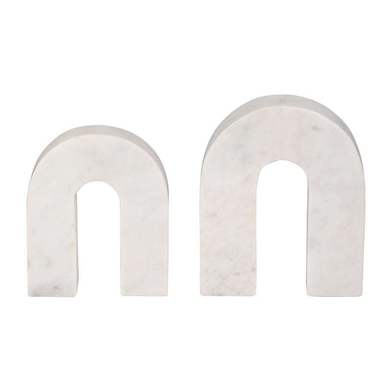 MARBLE, 6H HORSESHOE TABLETOP DECO, WHITE