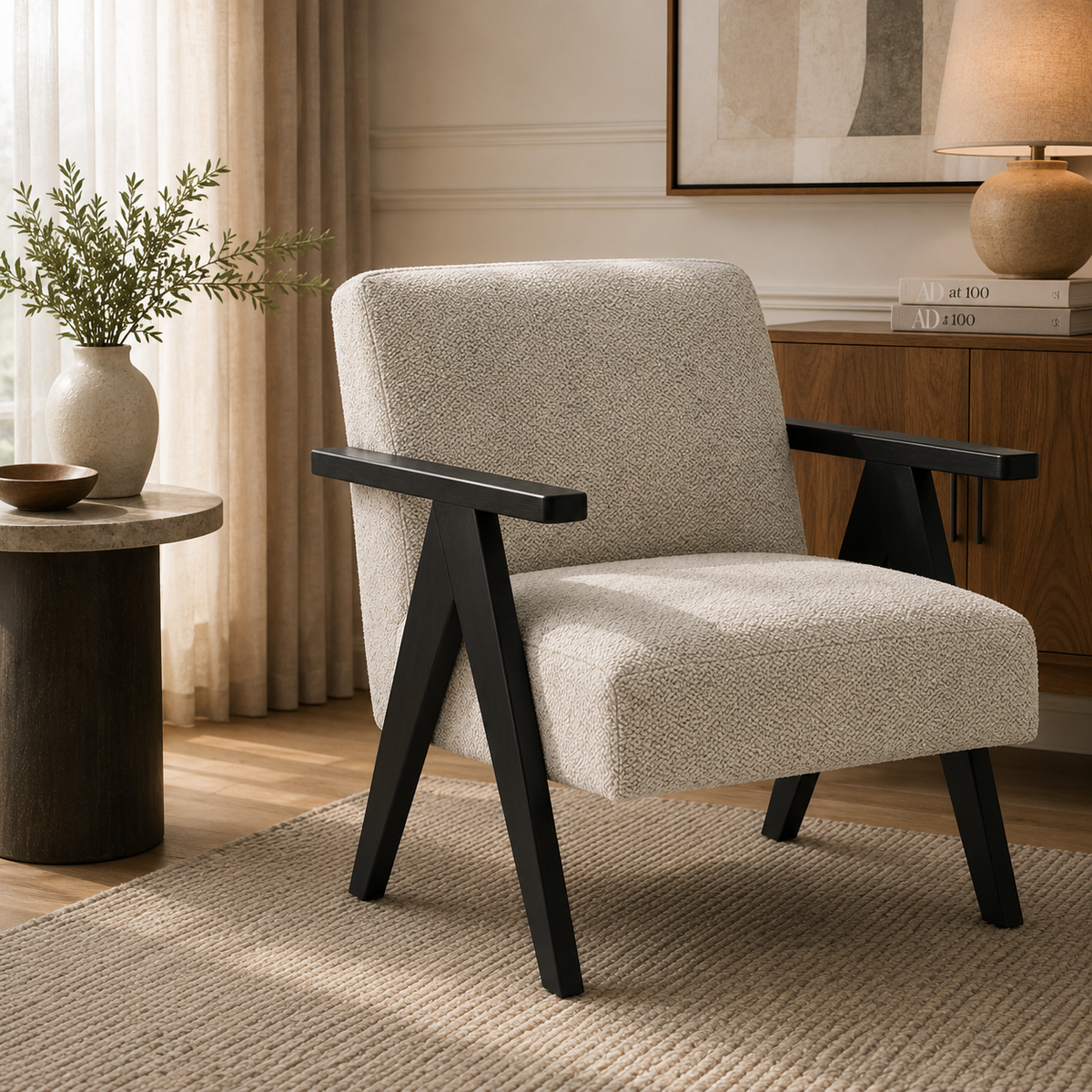 Cletus Off White Accent Chair