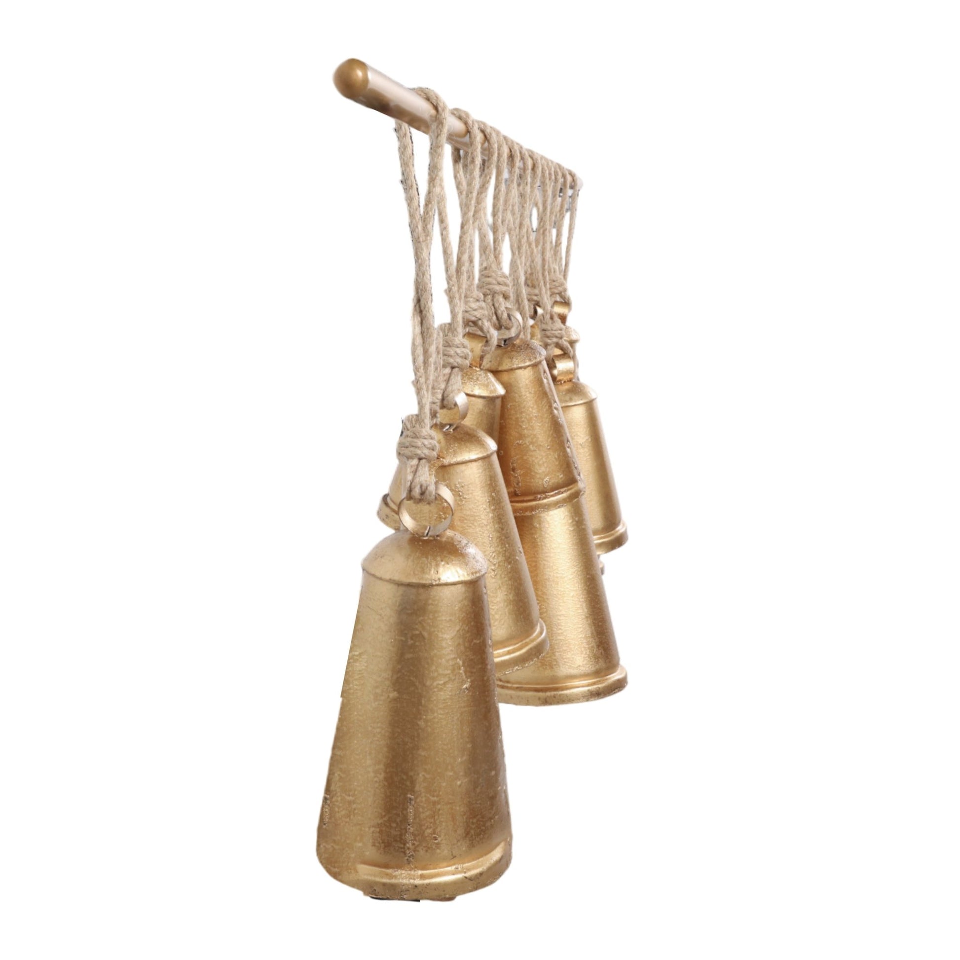 48x20" Assorted Cone Bells On Bar, Gold Wall Art| Sagebrook Home