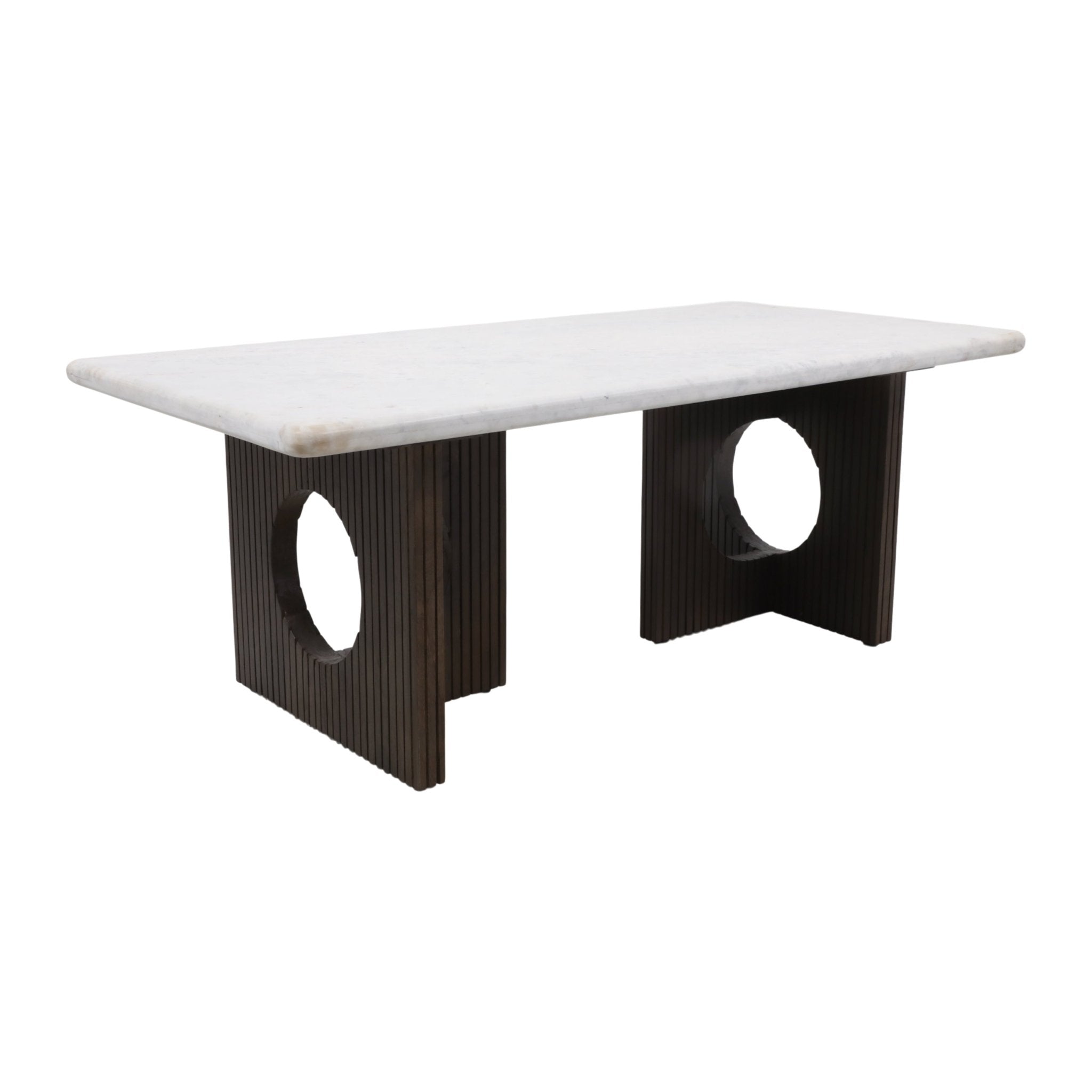 48x24" Fluted Base Coffee Table, White/brown Coffee Tables| Sagebrook Home