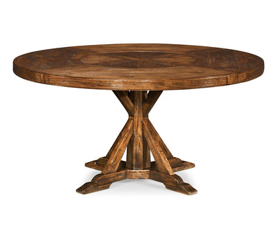 JC Edited - Casually Country Collection - 60 Country Walnut Round Dining Table with Inbuilt Lazy Susan