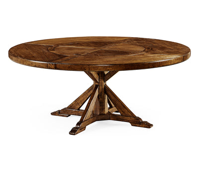 JC Edited - Casually Country Collection - 72 Country Walnut Round Dining Table with Inbuilt Lazy Susan
