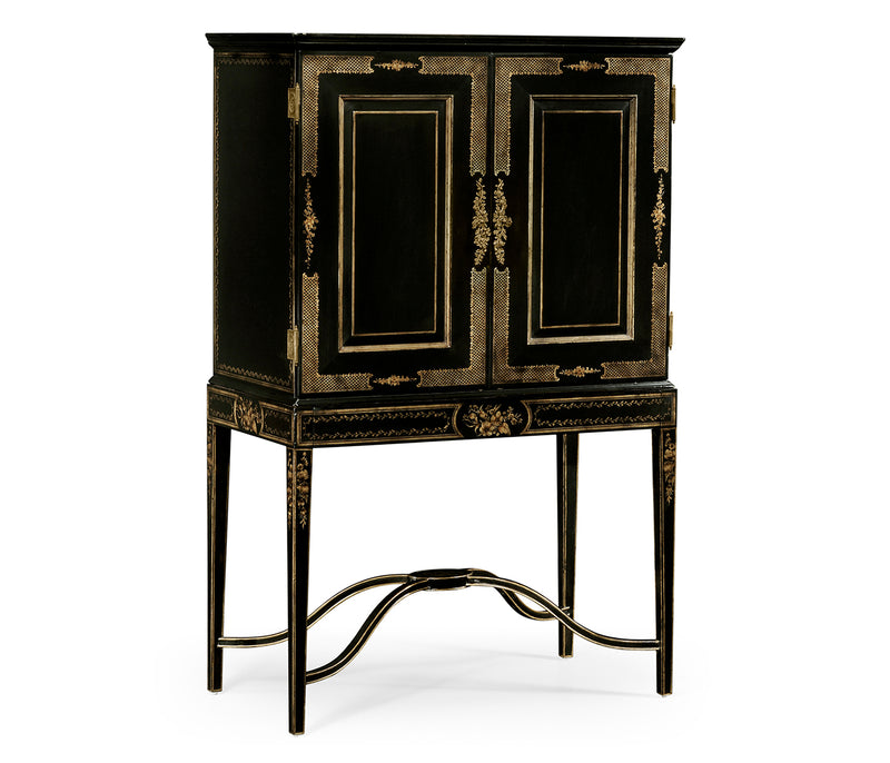 Kensington Collection - Formal Black & Gold Drinks Cabinet