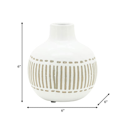 CER, 6H ROUND AZTEC VASE, GRAY