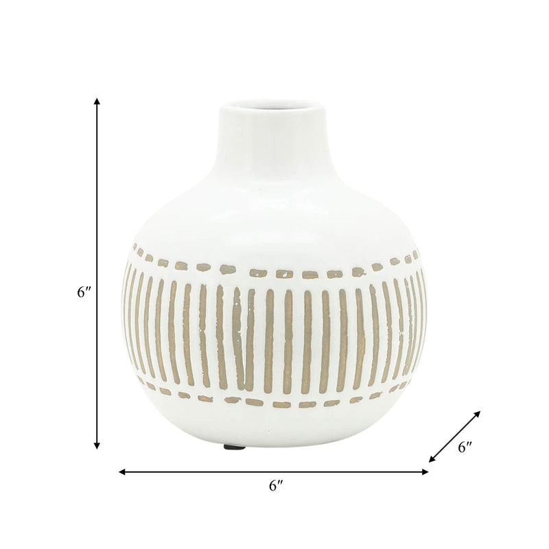 CER, 6H ROUND AZTEC VASE, GRAY