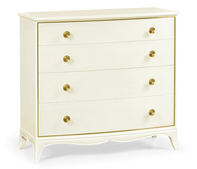 JC Modern - Eclectic Collection - Ivory & Crackle Ceramic Lacquered Chest of Four Drawers