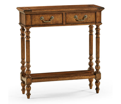 Country Farmhouse Collection - Small Narrow Walnut Console Table
