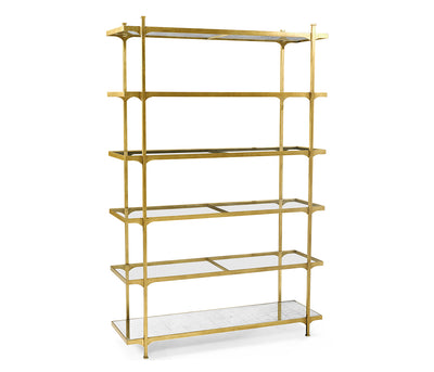 JC Modern - Luxe Collection - Églomisé & Gilded Iron Six-Tier Étagère