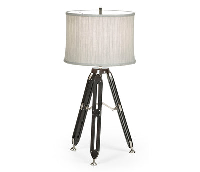 JC Edited - Architects House Collection - 32 Black Mocha Oak Architectural Table Lamp with White Brass Stretcher