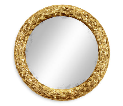 Versailles Collection - Carved and water gilded 24 round hanging wall mirror