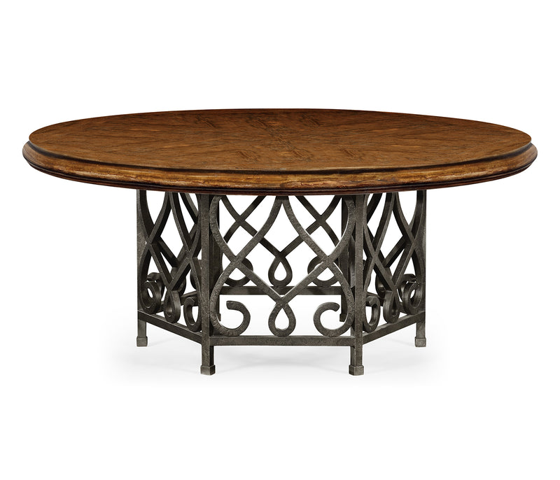 JC Edited - Artisan Collection - 72 Rustic Walnut Dining Table with Wrought Iron Base