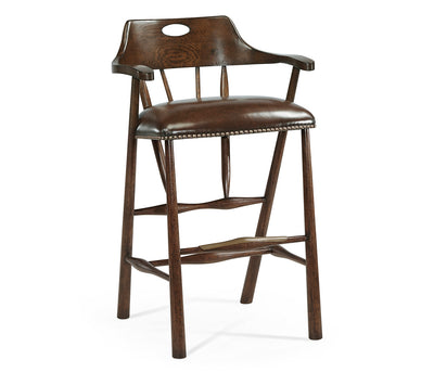 Sherwood Oak Collection - Smokers Style Dark Oak Bar Stool