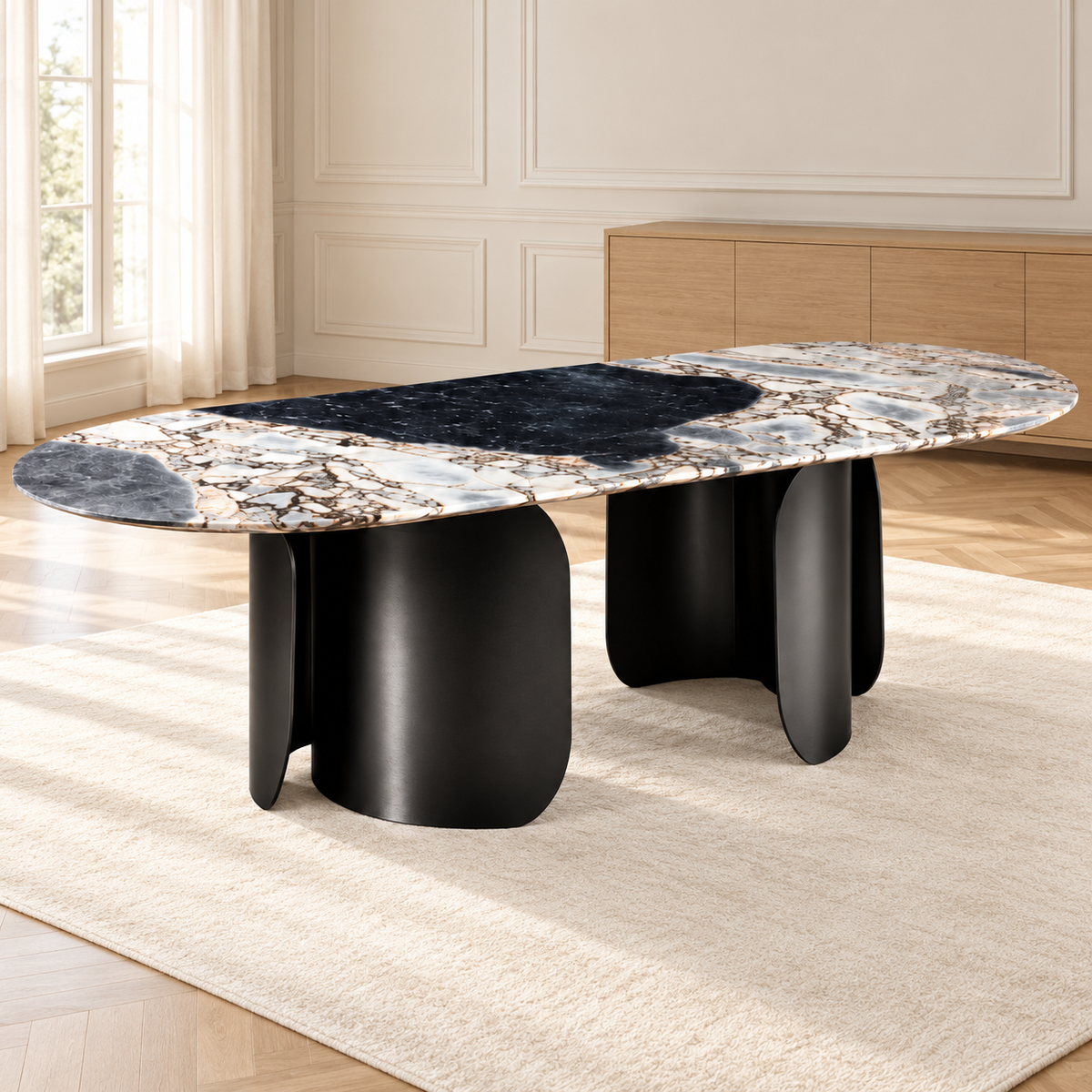 Twirl Ocean Storm Black Dining Table- 270  Cm