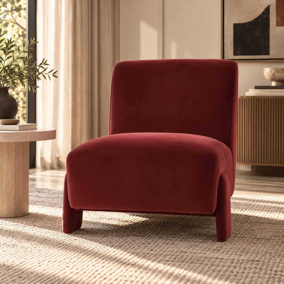 Meryl Red Accent Chair (73cm) - Fabric: OLBY -12
