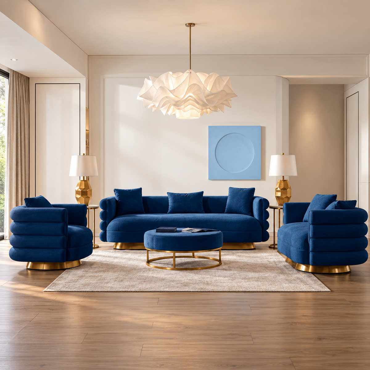Oro Blue Living Room Set