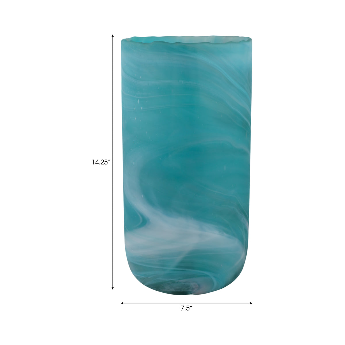 مزهرية زجاجية زرقاء بتصميم الزخرفة المتداولة من كينت Kent Blue Swirl Glass Vase