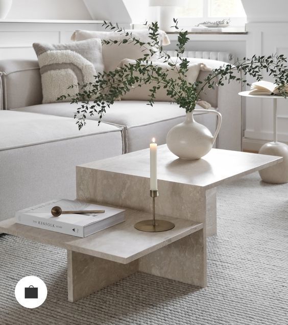 Royal | PearlPulse Marble Coffee Table in Natural Travertine Marble - Beige - 120x60x45 cm