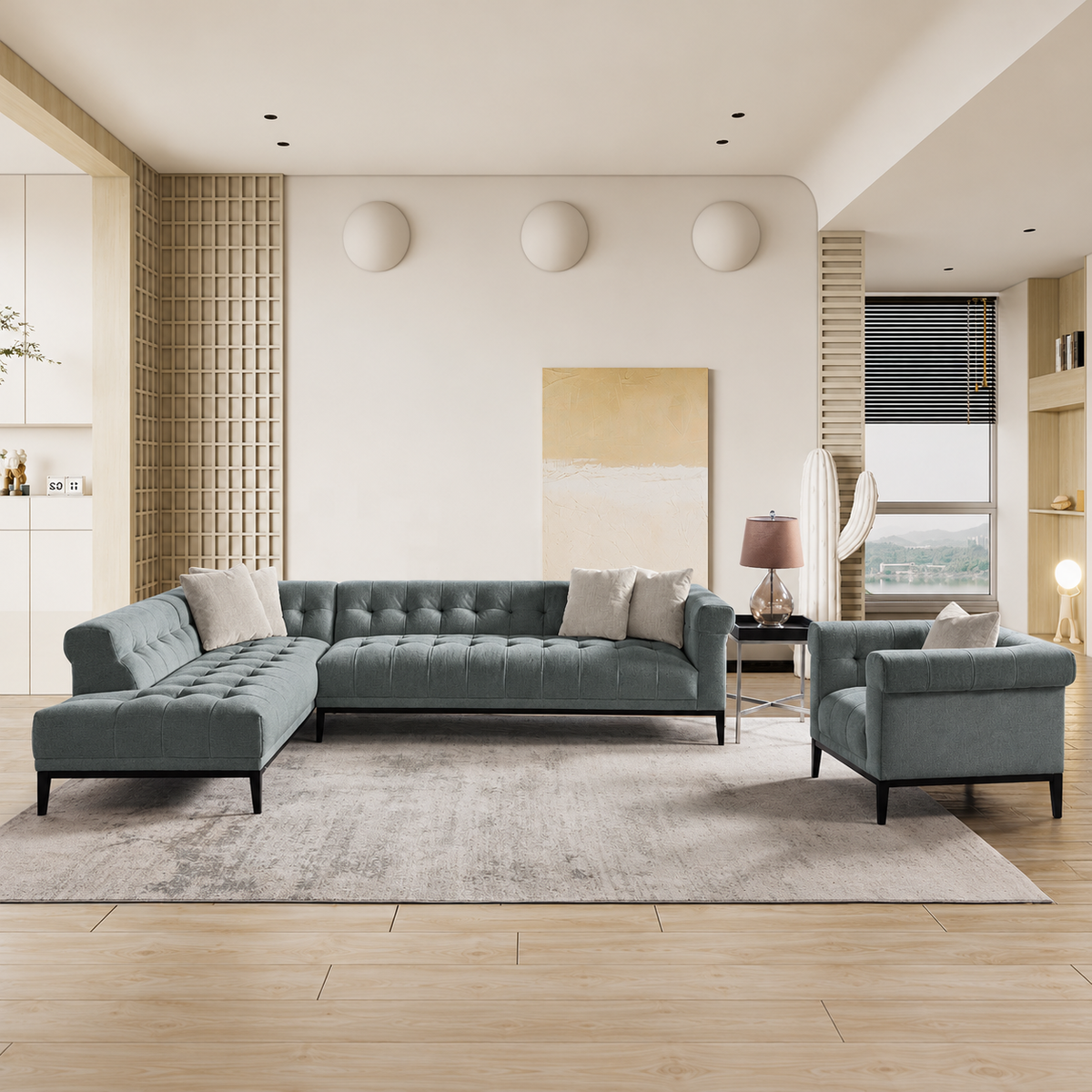 Agate Sage Green Sectional Laf