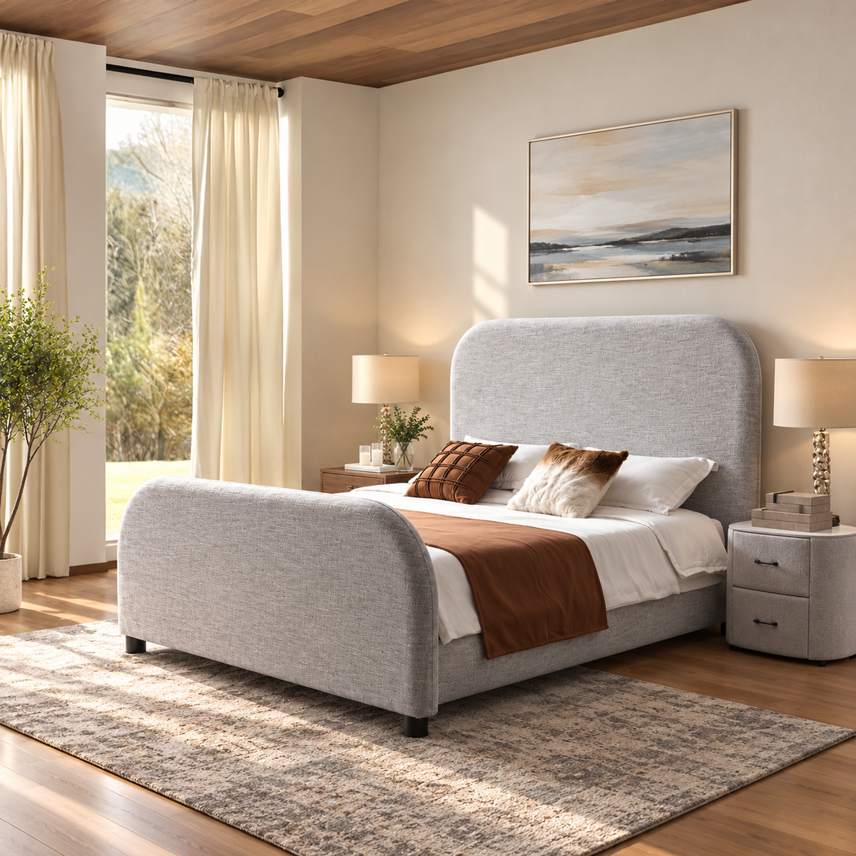 Caelo Grey Bed - Queen