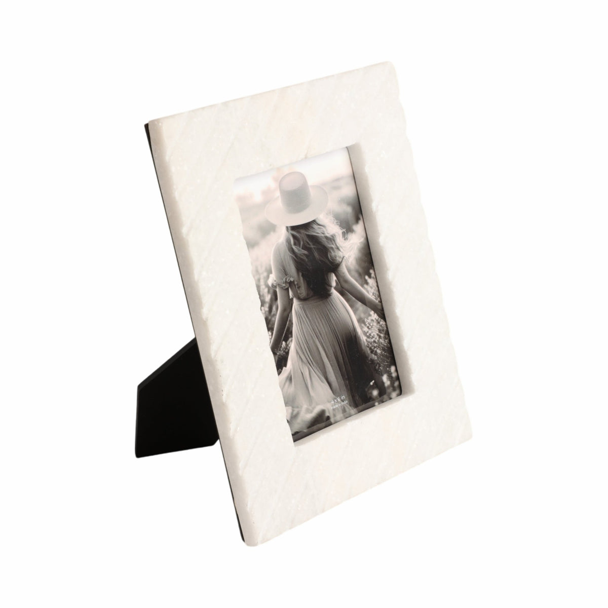 4x6 Marble Ridged Photo Frame, White Table Decors| Sagebrook Home