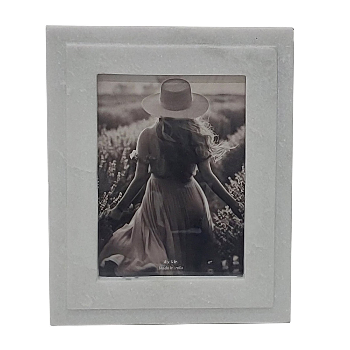 4x6 Marble Ridged Photo Frame, White Table Decors| Sagebrook Home
